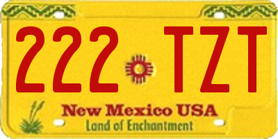 NM license plate 222TZT