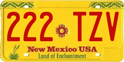 NM license plate 222TZV
