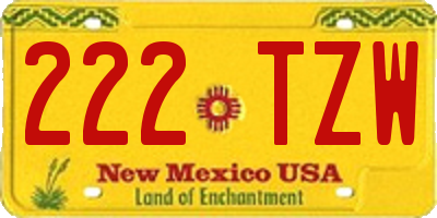 NM license plate 222TZW