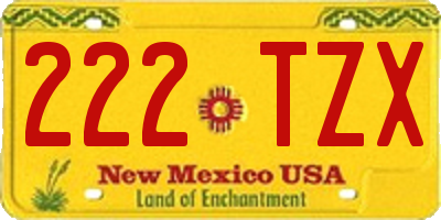 NM license plate 222TZX