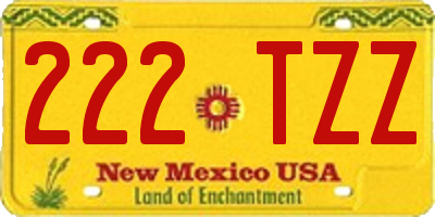 NM license plate 222TZZ