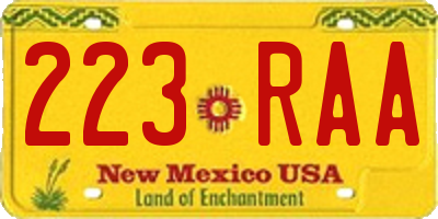 NM license plate 223RAA