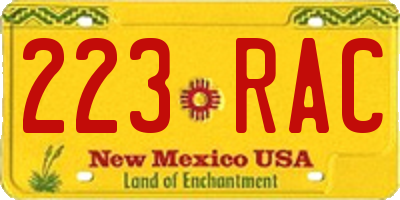 NM license plate 223RAC