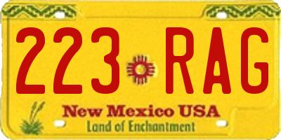 NM license plate 223RAG