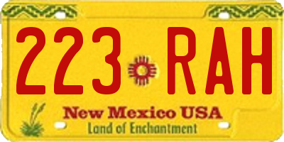 NM license plate 223RAH