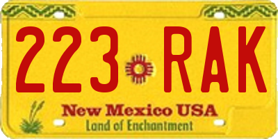 NM license plate 223RAK