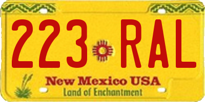 NM license plate 223RAL