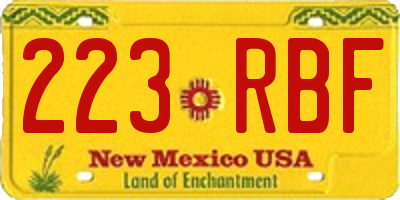 NM license plate 223RBF