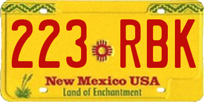 NM license plate 223RBK