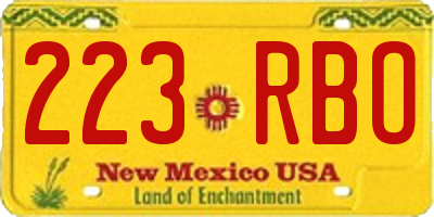 NM license plate 223RBO