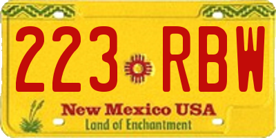 NM license plate 223RBW