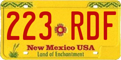 NM license plate 223RDF