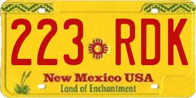NM license plate 223RDK