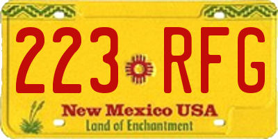 NM license plate 223RFG