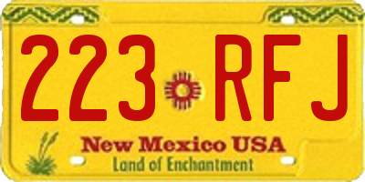 NM license plate 223RFJ