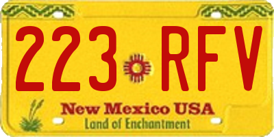 NM license plate 223RFV