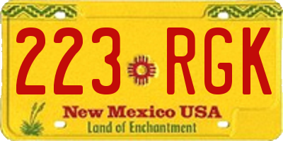 NM license plate 223RGK