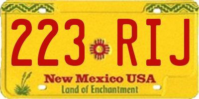 NM license plate 223RIJ