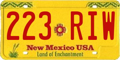 NM license plate 223RIW