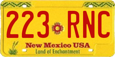 NM license plate 223RNC