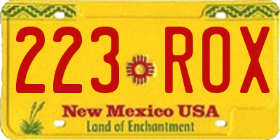 NM license plate 223ROX