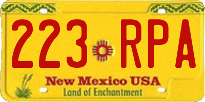 NM license plate 223RPA