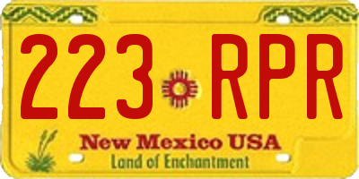 NM license plate 223RPR