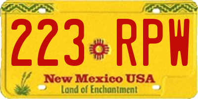 NM license plate 223RPW