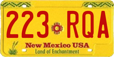 NM license plate 223RQA