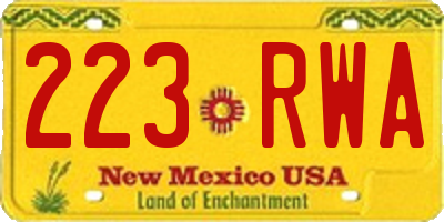 NM license plate 223RWA