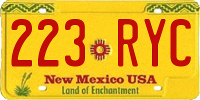 NM license plate 223RYC