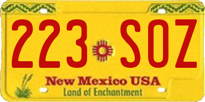 NM license plate 223SOZ