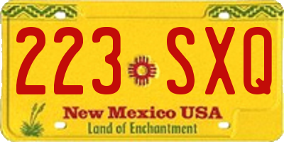 NM license plate 223SXQ
