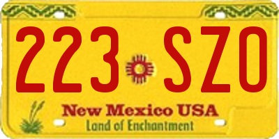 NM license plate 223SZO