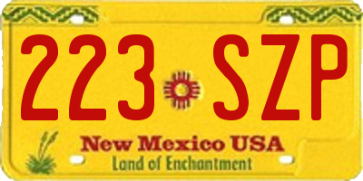 NM license plate 223SZP