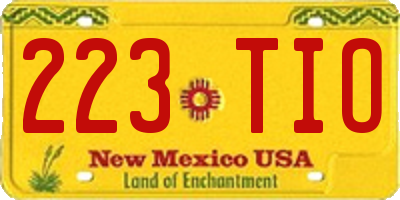 NM license plate 223TIO