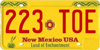 NM license plate 223TOE