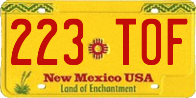 NM license plate 223TOF