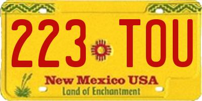 NM license plate 223TOU