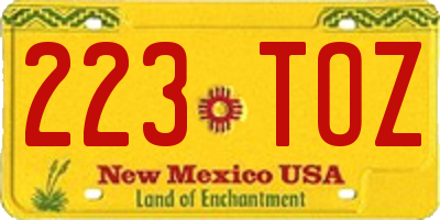 NM license plate 223TOZ