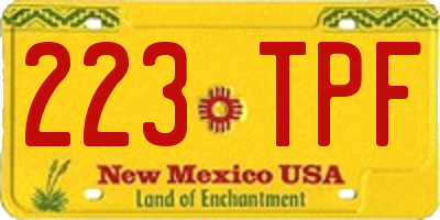 NM license plate 223TPF