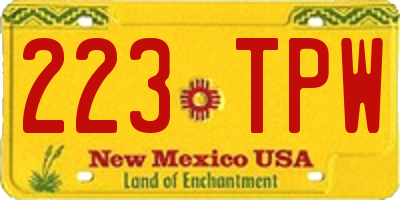 NM license plate 223TPW
