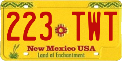 NM license plate 223TWT