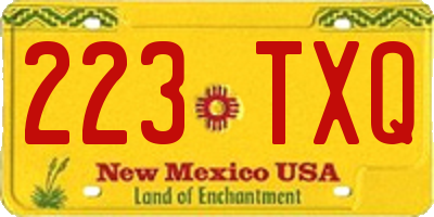 NM license plate 223TXQ