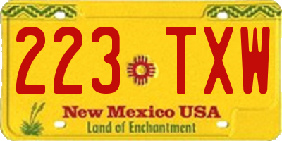 NM license plate 223TXW
