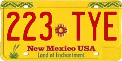 NM license plate 223TYE
