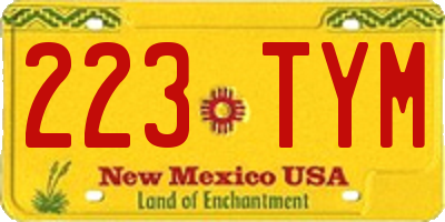 NM license plate 223TYM