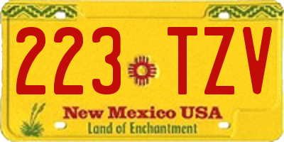 NM license plate 223TZV