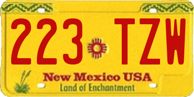 NM license plate 223TZW