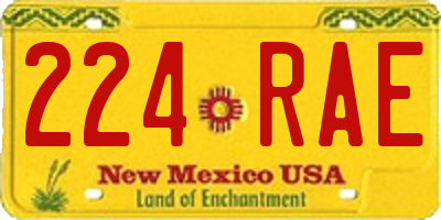 NM license plate 224RAE